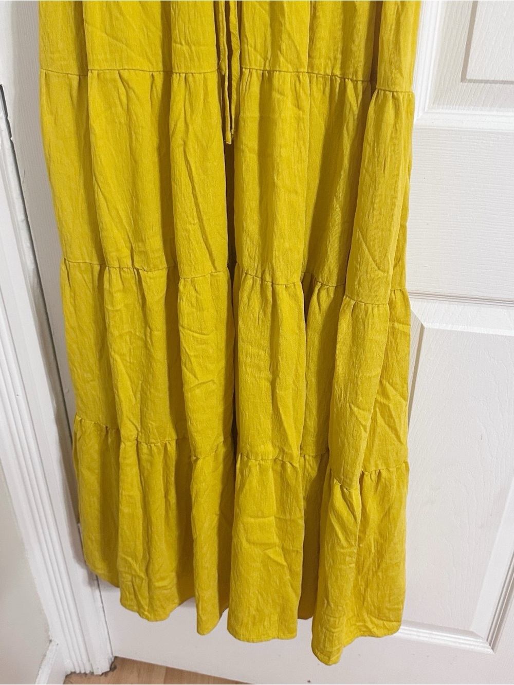 Eloquii Yellow Midi Dress Size 14 L/XL Tiered Boho Flutter Sleeve Rayon Blend - Picture 5 of 10